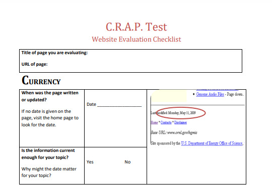 Website Evaluation Checklist